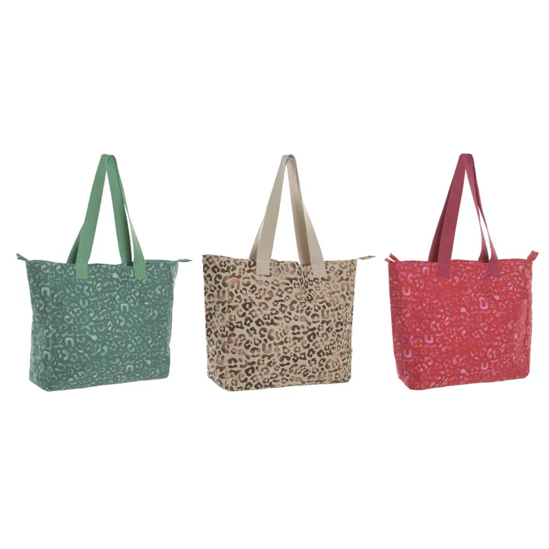 Sieviešu Rokassoma Home ESPRIT Brūns Zaļš Rozā 55 x 14 x 35 cm (3 gb.)